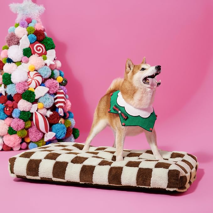 LE SURE Cute Aesthetic Dog Bed for Crate,Jacquard Thick Pet Pillow 35x22 | Shredded Chopped Foam,Modern Plush Crate Cushion Gift for Large Dog, Waterproof Washable Cover, Nonslip Bottom, Brown - Image 7