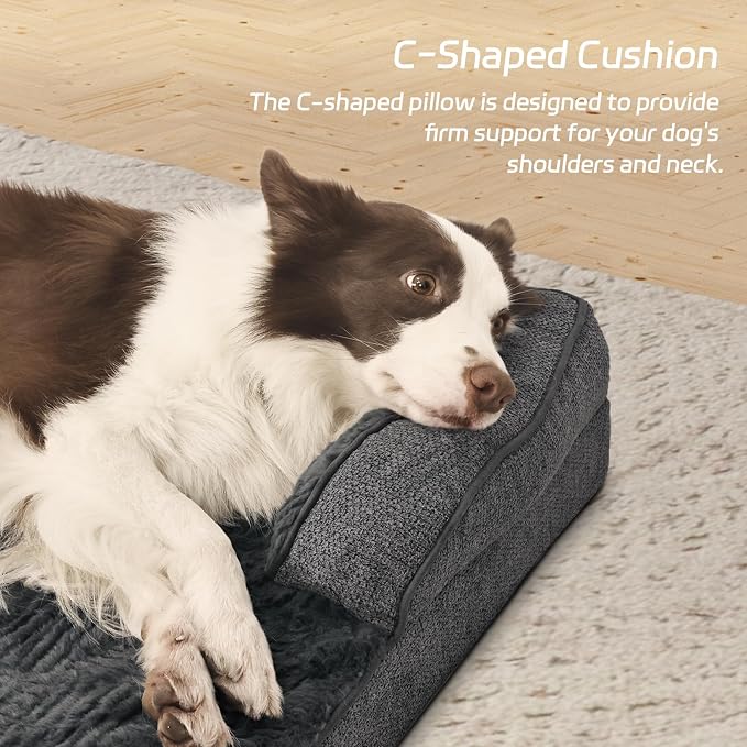 WINDRACING Orthopedic Dog Beds Large Sized Dog, Waterproof Memory Foam Pet Bed with Sides, Non-Slip Bottom Large Pet Bed with Washable Removable Cover,40x28 Inch, Gray - Image 6