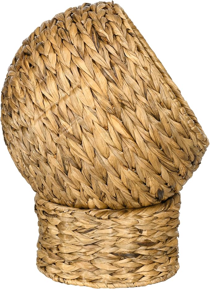 PAWHUT Egg Chair Rattan Elevated CAT Bed with Removable Cover, 17-in, Brown | Soft Cushion & Egg Chair Shape, Basket Bed Kitty House with Stand, Raised Wicker House - Image 9