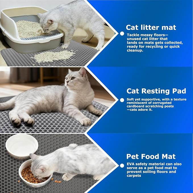 Extra Large Cat Litter Mat Double Layer Trapping Mat Easy-Clean Waterproof Urine Proof(Gray 47x28in) - Image 7