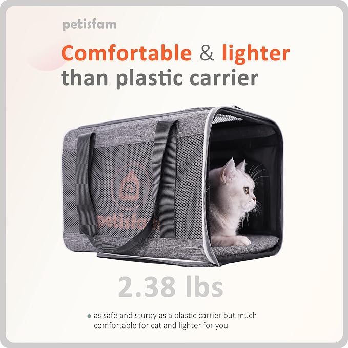 You've got This Cat Carrier with Privacy Flaps for Nervous Fur-Kids. Top-Load Quick-in. 360° Airy Mesh Windows Let Cats See You & Reduce Travel Anxiety. Rip-Stop Fabric & Lockable Zips Hug Securely - Image 5