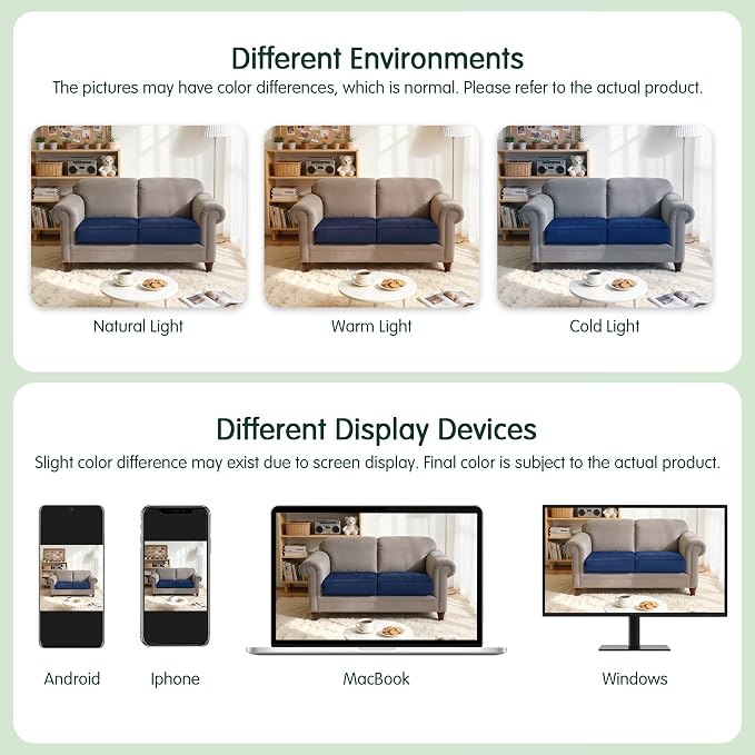 CHUN YI Velvet Couch Cushion Covers, 2PC Water Resistant Loveseat Cushion Covers for 2 Cushion Couch, Individual Seat Cushion Covers Cushion Protector Slipcovers for Pets (2 Pack, Navy Blue) - Image 8