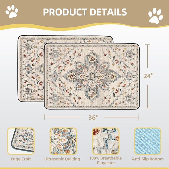 SCLOSE Washable Pee Pads for Dogs 2 Pack, 36" x 24" Reusable Puppy Pads Waterproof, Super Absorbent Dog Rugs, Leakproof, Dog Crate Pad, Playpen Mat, Whelping Pads, White Medallion - Image 7