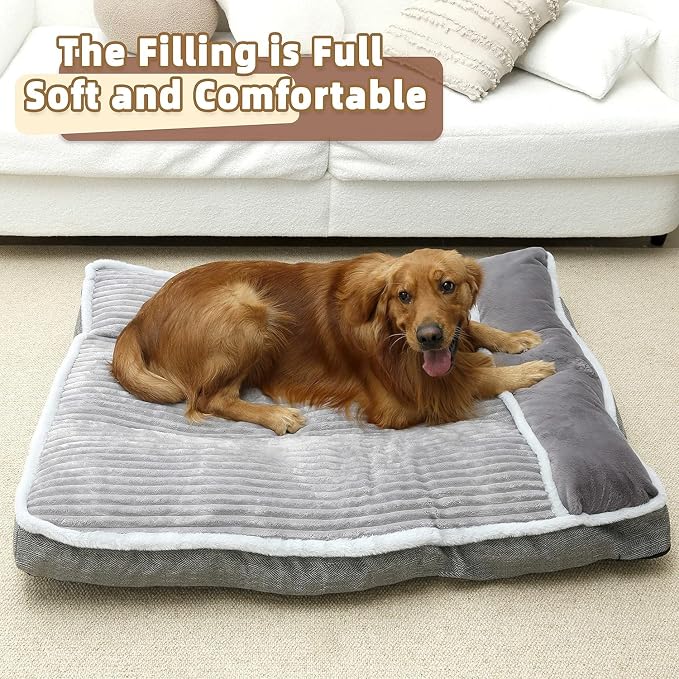 Dog Bed for Large Dogs, Dog Mattress with Pillow for Crate Kennel, Sofa pet Bed, Super Soft pet Bed for Medium, Jumbo, Small Dogs Breeds (Grey, Large:(36"x27"x3") - Image 6