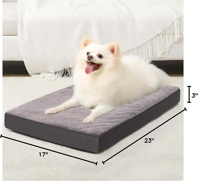 KSIIA Orthopedic Dog Bed for Small Dogs with Waterproof, Dark Grey, 23x17 | Deluxe Soft Plush Dog Crate Bed, Washable Pet Mat with Removable Cover & Egg Crate Foam for Small Dogs Sleeping & Relaxing - Image 8