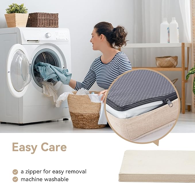 WATANIYA PET Memory Foam Medium Dog Bed, Cooling Dog Beds for Medium Dogs, Washable Orthopedic Pet Bed for Crate with Joint Relief Memory Foam, Waterproof Liner and Plush Cover (29"x 18", Beige) - Image 7