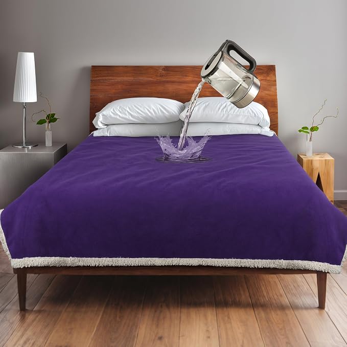 Catalonia Waterproof Blanket for Bed, Reversible Leakproof Throw | 60 x 80 Inch, Purple, Washable Protector Cover for Couch and Sofa, Stain Proof Blanket for Pets, Kids and Everyday Spills - Image 8