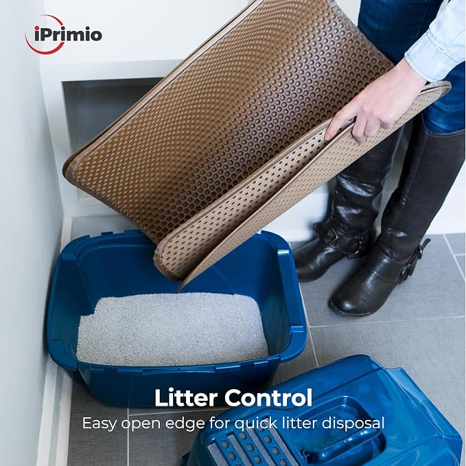iPrimioJUMBO SIZE Cat Litter Trapper - EZ Clean (Brown/Tan) - 32 inches by 30 inches/Super BIG. Exclusive Water Proof Layer and Puppy Pad Option. Patent Pending. - Image 7