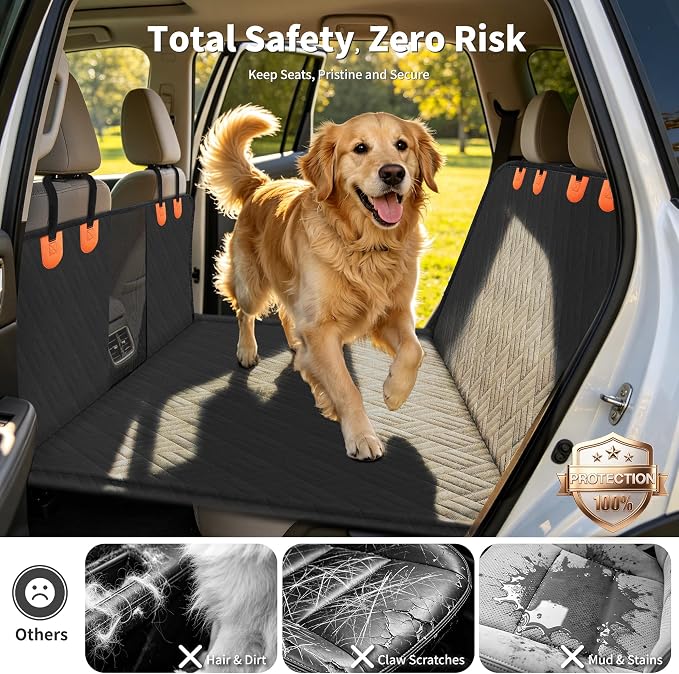 Dog Seat Cover 400LBS Hard Bottom Back Seat Extender for Large Dogs | Waterproof Polyester, Anti-Slip Surface, 3 Removable Hard Plates, Side Storage Pockets, 4-Mode Convertible, Trucks, SUVs - Image 7