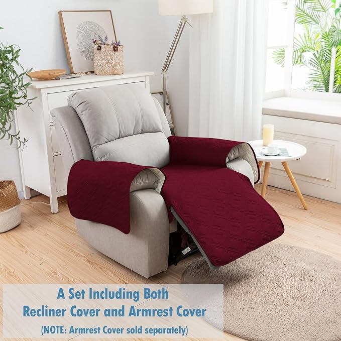 Genina 100% Waterproof Recliner Chair Covers, Anti-Slip Recliner Cover Dog Chair Cover Furniture Protector, Chair Sofa Slipcover for Pets Dogs, 1 Piece (Wine, Recliner) - Image 7