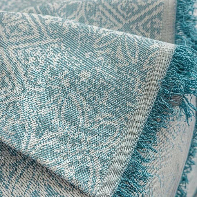 ROOMLIFE Blue Couch Cover Boho Sofa Covers for 3 Cushion Couch Washable, Furniture Protector Sofa Couch Cover for Dogs, Soft Breathable Sofa Slipcover, Couch Throw Blankets with Tassels 71''X134'' - Image 9