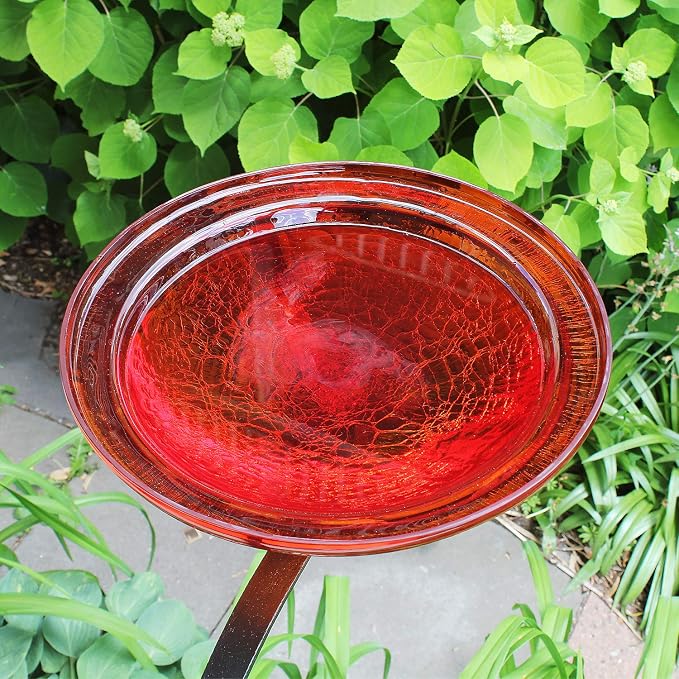 Achla Designs CGB-09R-RM 12 Inch Red Crackle Rail Mount Bracket Birdbath - Image 8