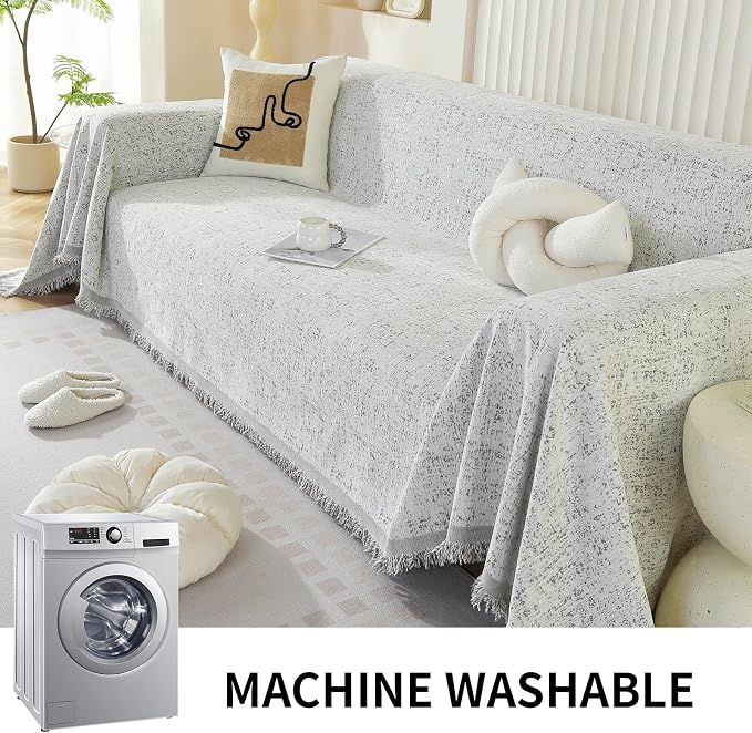 Deep Dream Couch Cover for Dogs, Soft Chenille Couch Covers for 2-3 Cushion Couch, Thick Sofa Slipcover Sofa Cover Washable Living Room Couch Protectors for Pets (Grey, 71"x134") - Image 7