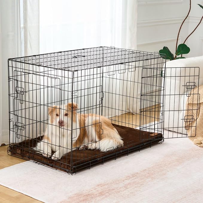LIORCE Dog Crate Pad - Dog Bed Large Sized Dogs with Removable Washable Cover and Waterproof Lining - XL Memory Foam Pet Bed for Crate - Reversible Kennel Mat (Cool & Warm), 42-inch, Brown - Image 9