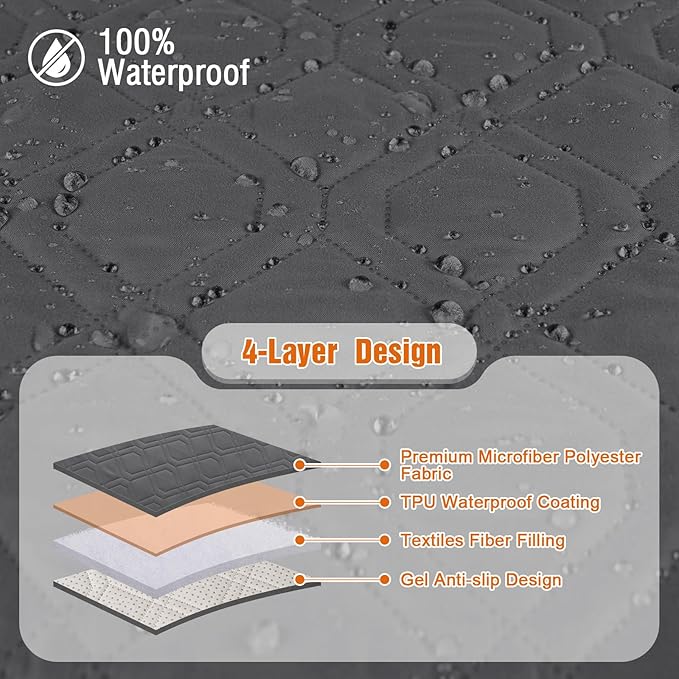 VANSOFY Waterproof Loveseat Couch Cover for Pets, Charcoal Gray, 54" | Non-Slip, Washable, Utility Pockets, Pet Friendly, Furniture Protector Slipcover for 2 Cushion Plus Couch - Image 6