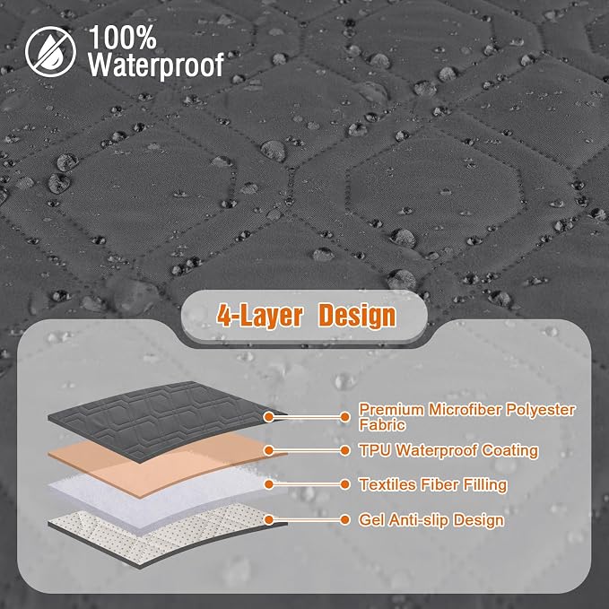 VANSOFY Waterproof Chair Seat Cover for Pets, Charcoal Gray, 22" | Non-Slip, Washable, Utility Pockets, Pet Friendly, Furniture Protector Slipcover for 1 Seater Couch - Image 6