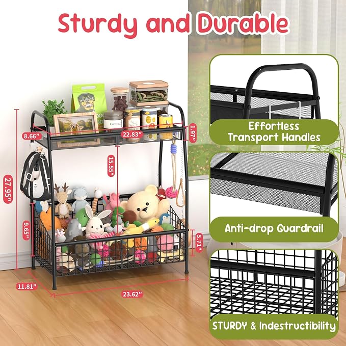 Kaiferty Indestructible Large Dog Toy basket, Toy Box for Dogs,Pet Toys Bin Dog Metal Wire Basket for Toys, Food Storage, Storage Organizer Chest Storage, Toy Box for Living Room Area (Black) - Image 8