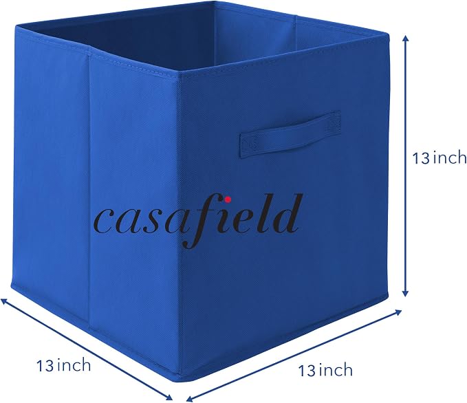 Casafield Set of 12 Collapsible Fabric Cube Storage Bins, Royal Blue - 13" Foldable Cloth Baskets for Shelves, Cubby Organizers & More - Image 7