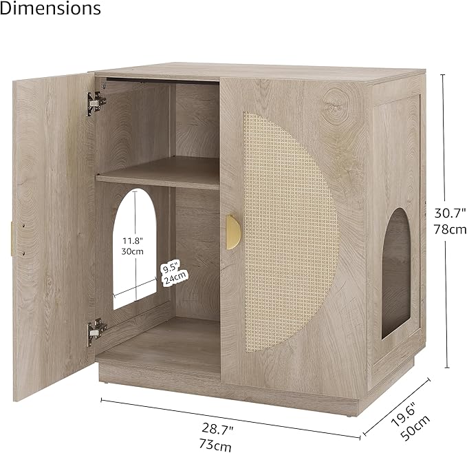 unipaws Tall Cat Litter Box Enclosure for Tall or Top Entry Litter Box | Hidden Litter Box Cover with Shelves, Kitty Enclosed Litter Box Cabinet, Cat Box Furniture - Image 7