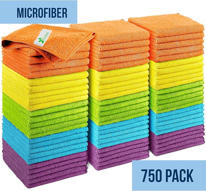 GREEN LIFESTYLE Microfiber Cleaning Cloth 11.5" x 11.5" 750 Pack - Edgeless Microfiber Towels for Cars, Cleaning Rags, Lint Free Car Microfiber Towel, Reusable Cleaning Cloths (Multicolor) - Image 7