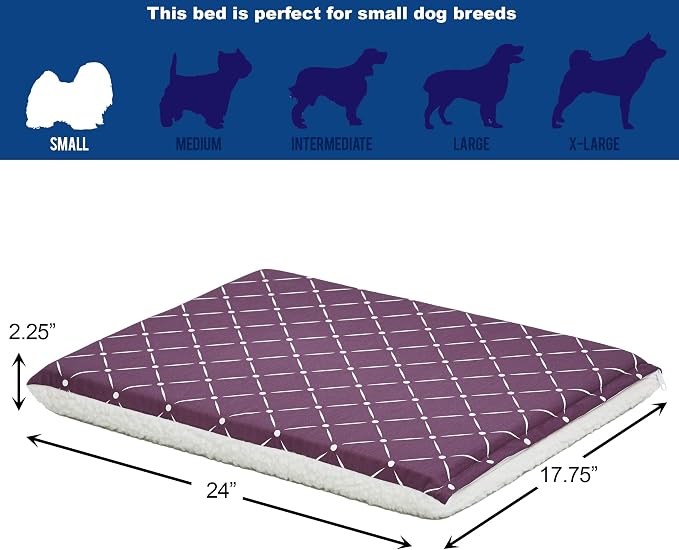 MidWest Homes for Pets Quiet Time Couture Paxton Dog Pad/Pet Bed in Plum Fleece with Pillow Cover, Plum, 24" - Image 4