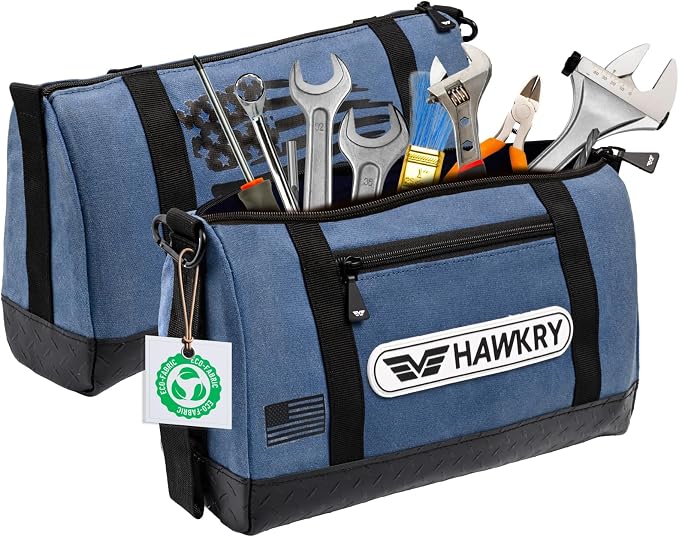 HAWKRY Heavy Duty Canvas Tool Bag – Waterproof Canvas Zipper Pouch, Garden Tool Bag, Construction Bags Heavy Duty, Small Zipper Pouch, Motorcycle Tool, Multipurpose Fishing Bag - Image 9