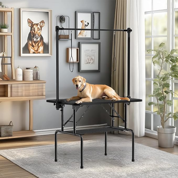 36 Inch Foldable Dog Grooming Table with Adjustable Arm, Nooses & Storage Basket - Non-Slip Pet Grooming Station for Dogs & Cats - Supports Up to 300 lbs (36 inches) - Image 7
