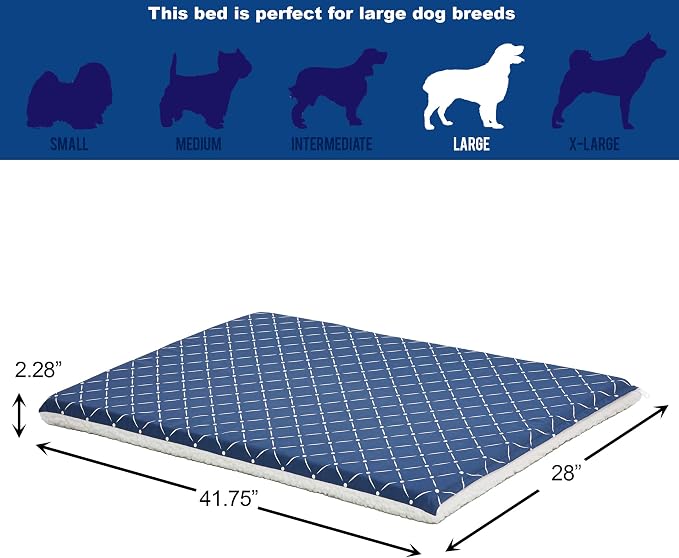 MidWest Homes for Pets Quiet Time Couture Paxton Dog Bed with Removable Pillow Cover, Blue Diamond Pattern, 42", Model Number: 40742-BLD - Image 4