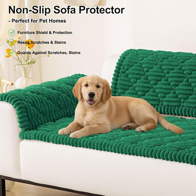 Smiry Couch Cover for Dogs Washable, Non Slip Fuzzy Pet Sofa Protector | Soft Thick Furniture Cover for Sofa, Loveseat and Sectional, Scratch & Pet Hair Resistant (Emerald Green, 27.6" x 88") - Image 11