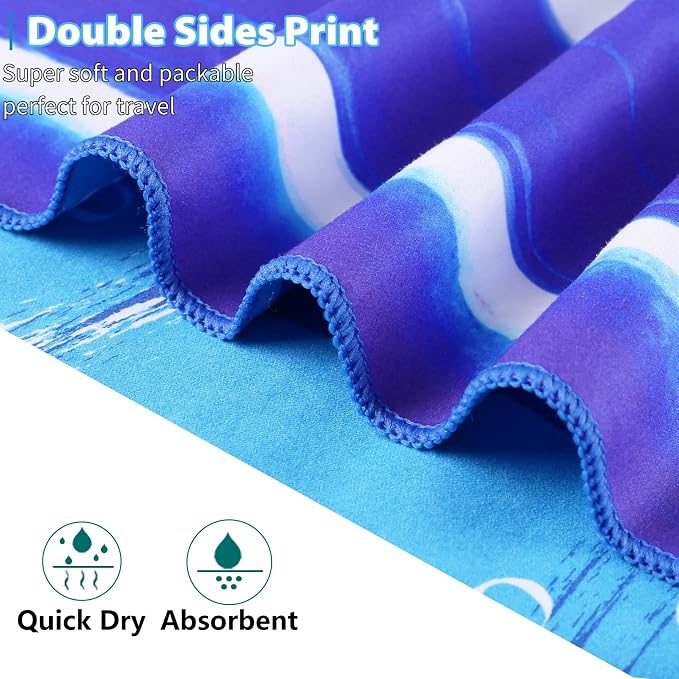TwoYek Microfiber Beach Towel Extra Large 71x32 Stripes Floral 2 Pack | Thin & Lightweight, Sand Free, Super Absorbent & Quick Dry, Oversized Towels for Beach Bath Pool Swim Travel Essentials Gift - Image 7
