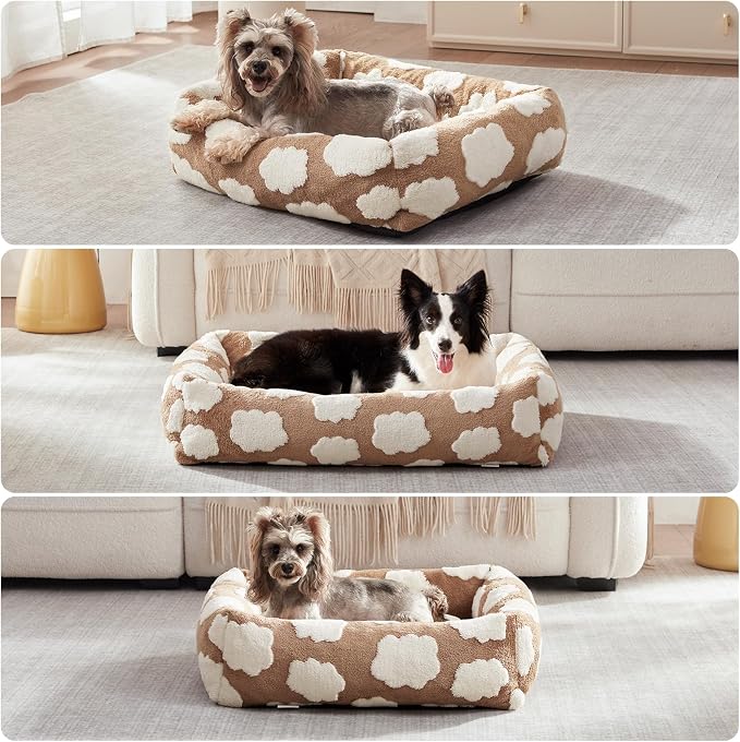 JOEJOY Large Dog Beds Large Sized Dog, Rectangle Washable Orthopedic Pet Bed with Removable Zipper Cover, Cute Soft Calming Puppy Pet Bed with Jacquard Shaggy Plush & Non Skid Bottom - Image 8