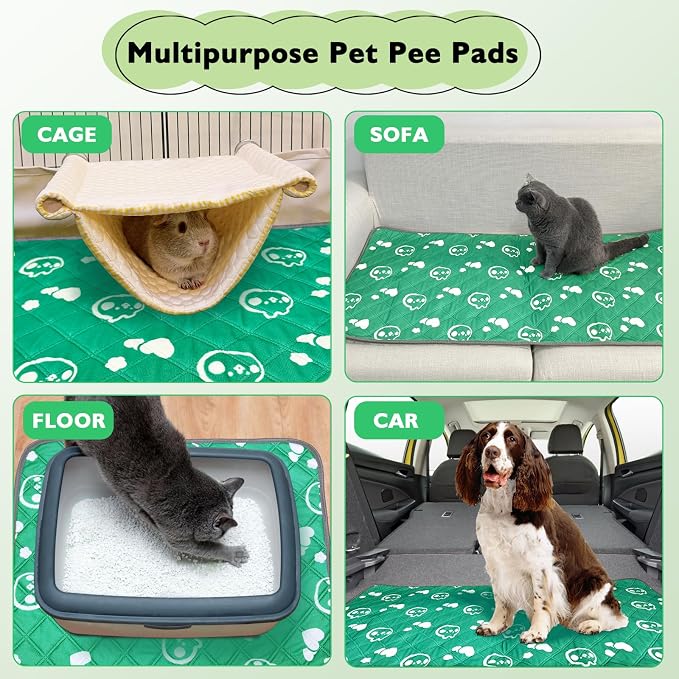 4 Pack Guinea Pig Bedding - Washable Guinea Pig Liners for Midwest Cage, Waterproof Reusable Pee Pads Super Absorbent Mats for Small Animals Pet Rabbit Bunny Hamster Rat (Green, 48 x 24 Inch) - Image 7