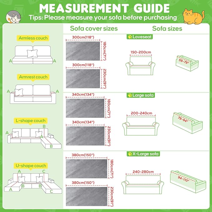 Loiion Cat Scratch Couch Cover Waterproof Sofa Cover 134"x91" | Pet-Friendly Couch Protector, Anti-Scratch & Non Slip Sofa Cover For Cats Dogs Kids, Machine Washable - Image 8