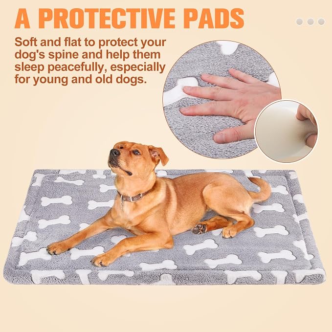 BEAUTYZOO Dog Bed Crate Pad 42 x 28 inch, Washable Dog Crate Mat for X-Large Sized Dogs, Anti-Slip Pet Crate Bed Kennel Pad, Durable Cozy Puppy Sleeping Mat Rectangle Mattress, Bone - Image 9