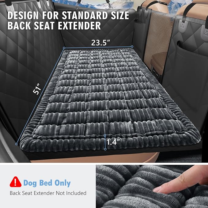 Dog Bed for Car Back Seat, Non-Slip Backseat Pet Mat Standard, 51''X23.5'' | Soft Blanket for Travel, Plaid Flannel, Quilted PP Cotton Filling, Non-Slip Backing, Machine Washable, Fit Backseat Extenders - Image 8