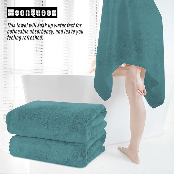 MOONQUEEN 6 Pack Premium Bath Towel Set - Quick Drying - Microfiber Coral Velvet Highly Absorbent Towels - Multipurpose Use as Bath Fitness, Bathroom, Shower, Sports, Yoga Towel (Teal) - Image 7