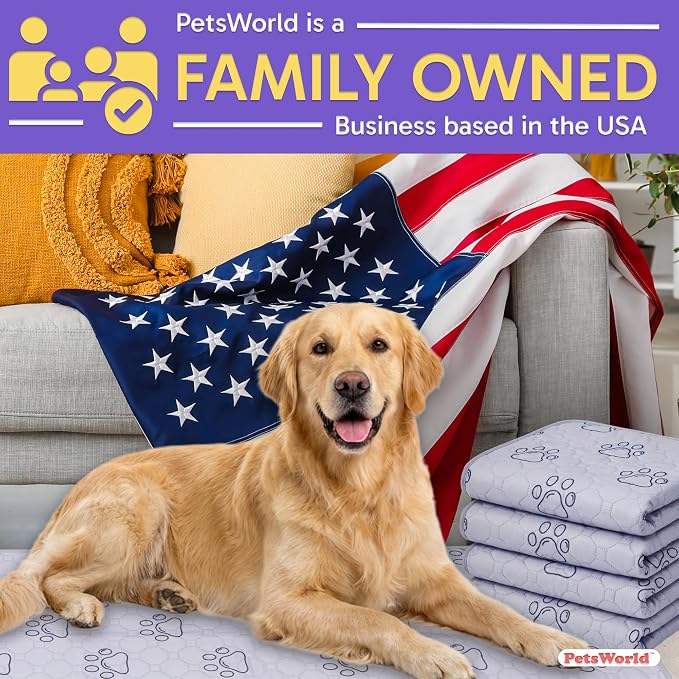PETSWORLD Washable Reusable Dog Pee Pads (Pack of 4) – 34” x 52” Extra Large Training Pads with Non- Slip Backing – Waterproof, Leakproof, Absorbent Pet Pads for Puppies & Dogs - Image 8