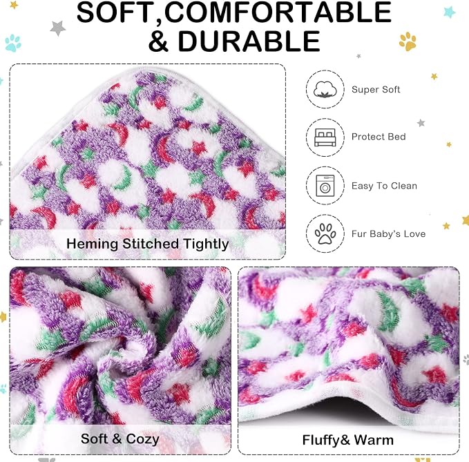 Reginary 4 Pcs Waterproof Guinea Pig Blankets Washable Small Animal Fleece Bedding Absorbent Guinea Pig Cage Liners Reusable Training Pee Pad Pet Sleep Mat for Hamster(Moon Star Pattern,24 x 16 Inch) - Image 7