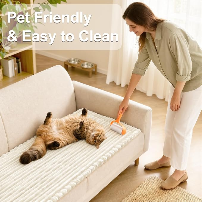 NAISI Pet Couch Covers for Sofa with Thick Filling and Non-Slip Bottom Sectional Sofa Covers Washable Friendly for Pets(2pcs/27.5"x59"+27.5"x70.8",Cream) - Image 7