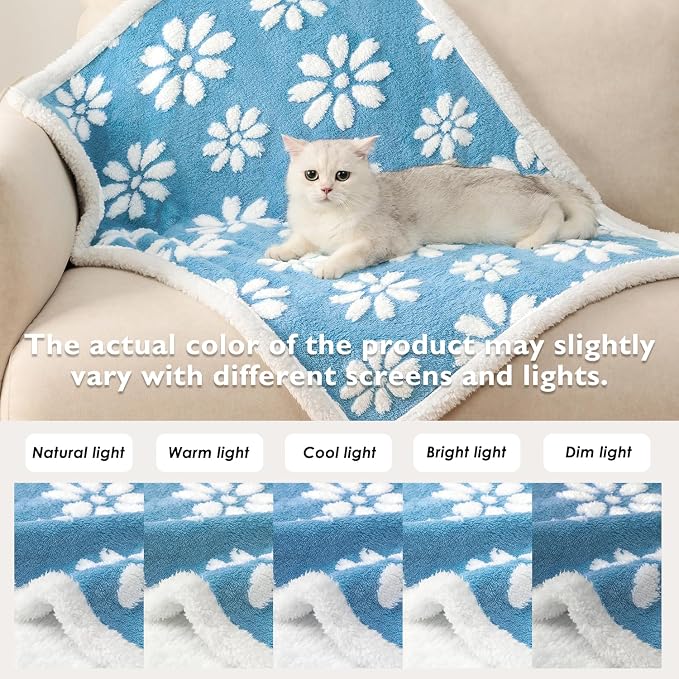Waterproof Blanket for Dog Cat or Adult, Cute 3D Textured Flower Dog Blanket for Bed Couch Sofa, Soft Liquid Pee Proof Pet Furniture Protector, 60"x80", Blue - Image 7