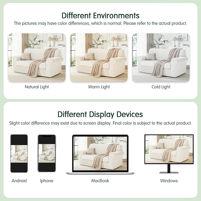 CHUN YI 3 Piece Velvet Couch Covers for 2 Cushion Couch, Water Resistant Loveseat Covers, Non Slip High Stretch Thick Furniture Protector for Dogs Pets, Medium, Ivory White - Image 9