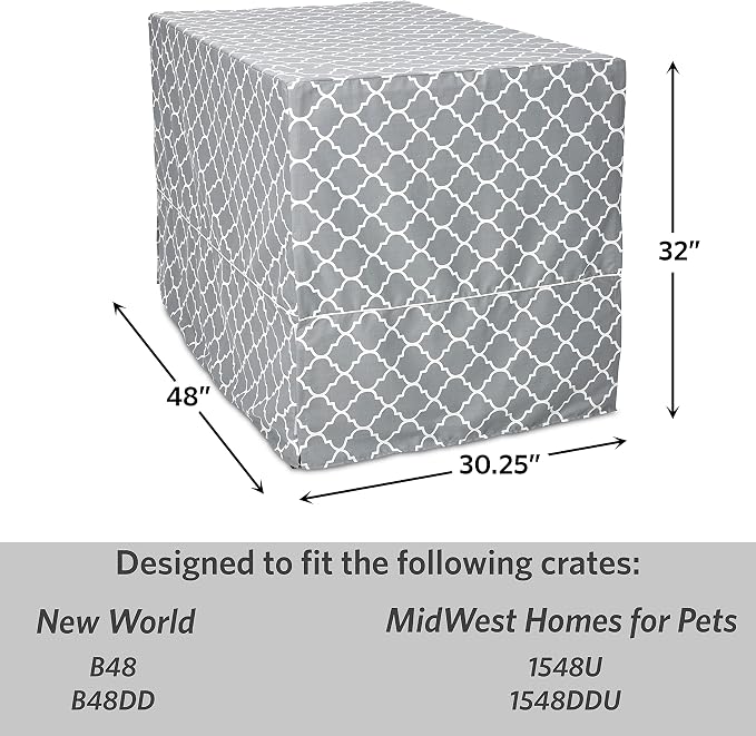 MidWest Homes for Pets XL Dog Crate Cover Featuring Teflon Fabric Protector, Poly-Cotton Privacy Kennel Cover Fits Most 48-inch Crates, Gray Designer Print, Machine Washable, Reduces Barking - Image 7