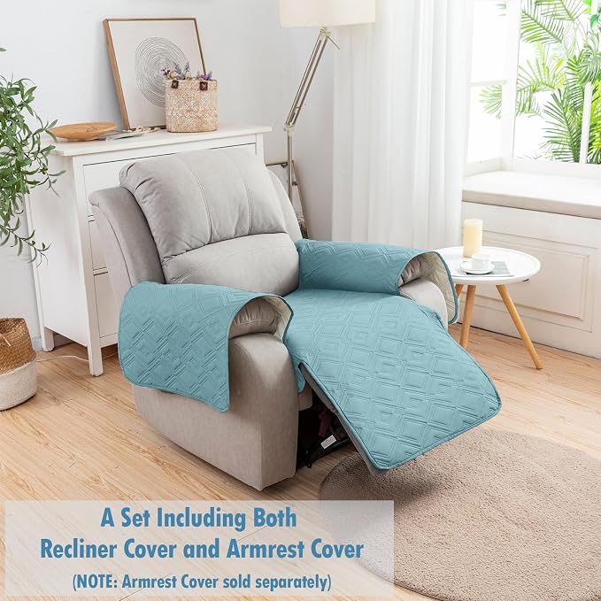 Genina 100% Waterproof Recliner Chair Covers, Anti-Slip Recliner Cover Dog Chair Cover Furniture Protector, Chair Sofa Slipcover for Pets Dogs, 1 Piece (Sky Blue, Recliner) - Image 7