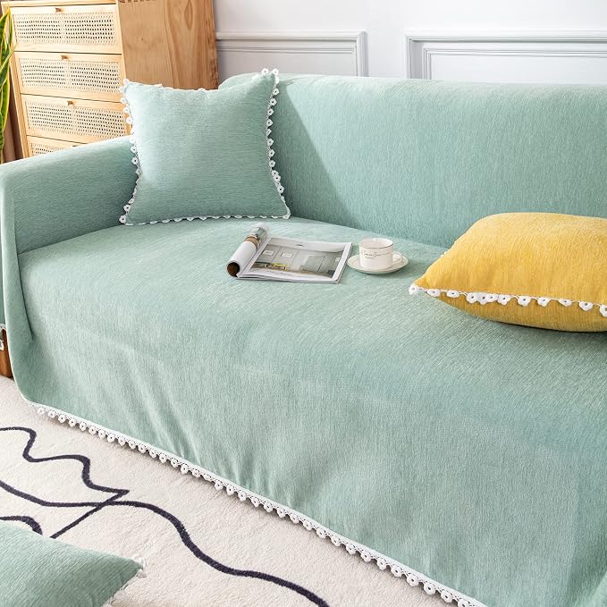 VClife Couch Cover for Dog Chic-Boho Sage Green Couch Covers for L Shape Sofa, Soft Chenille Sofa Cover for 3 Cushion Couch Sofa Pet Friendly Slipcover Furniture Protector for Home Decor, 71"X134" - Image 9