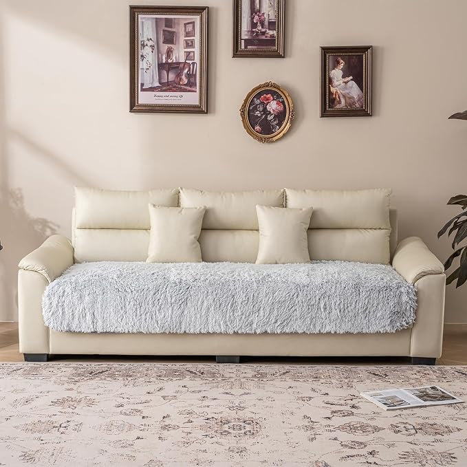 Dogs/Cats Bed Mats, Dog Pad Washable Removable Couch Cover with Anti-Slip Back, Plush Long Fur Mat, Perfect for Small, Medium and Large Dogs.(Magic Gray, 30"x90") - Image 7