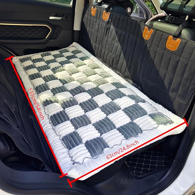 Dog Bed for Car Back Seat, Non-Slip Backseat Pet Mat for Trucks & SUVs | Plaid Flannel, Quilted PP Cotton Filling, Non-Slip Backing, Machine Washable, Fits Backseat Extenders, Trucks & SUVs - Image 2