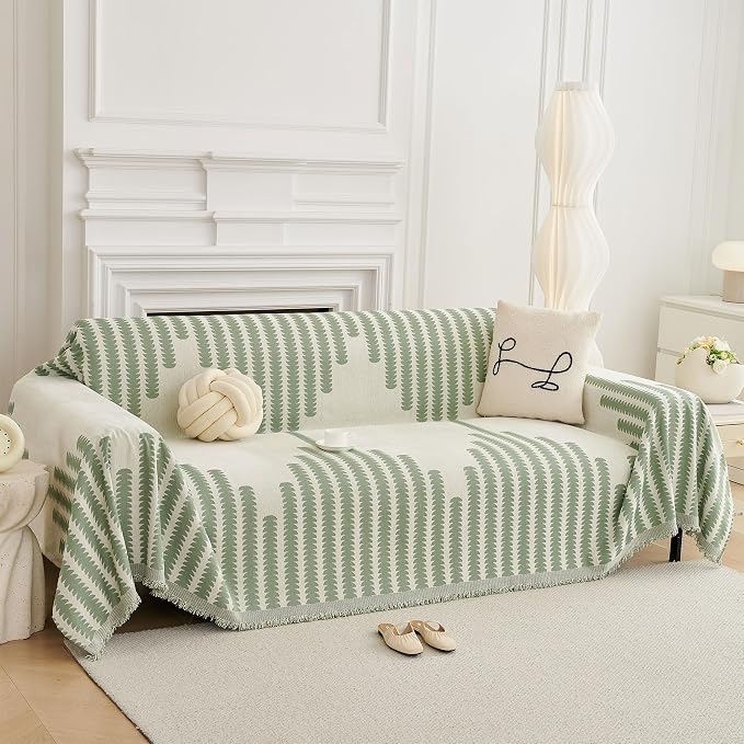 HAOMAIJIA Boho Sofa Covers Couch Covers for 2 Cushion Couch Sofa Pet Friendly Soft Thick Non Slip Couch Cover for Dogs Washable Sectional Couch Covers L Shape Furniture Protector (Green, 71"x102") - Image 8