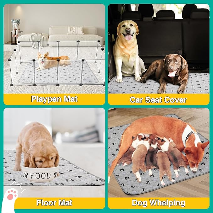 FUWERY Washable Pee Pads for Dogs ,34"X36", Thick Heavy Absorbency Reusable, Prevent Leakage, Non-Slip Pee Pads for Puppy Playpen,Potty Training, Grey, 2 Packs - Image 8