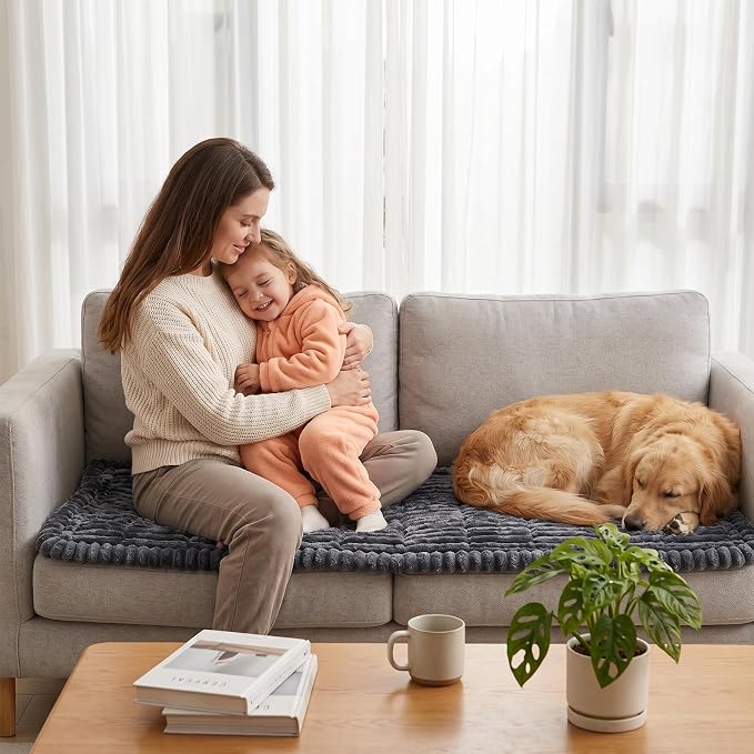 Fixwal Waterproof Flannel Dog Couch Cover, 27.6" x 47", Dark Grey | Integrated TPU Barrier, Non-Slip Backing, Machine Washable, Pet Friendly, Easy Clean Pet Hair, Soft Sofa Cushion Protector - Image 9
