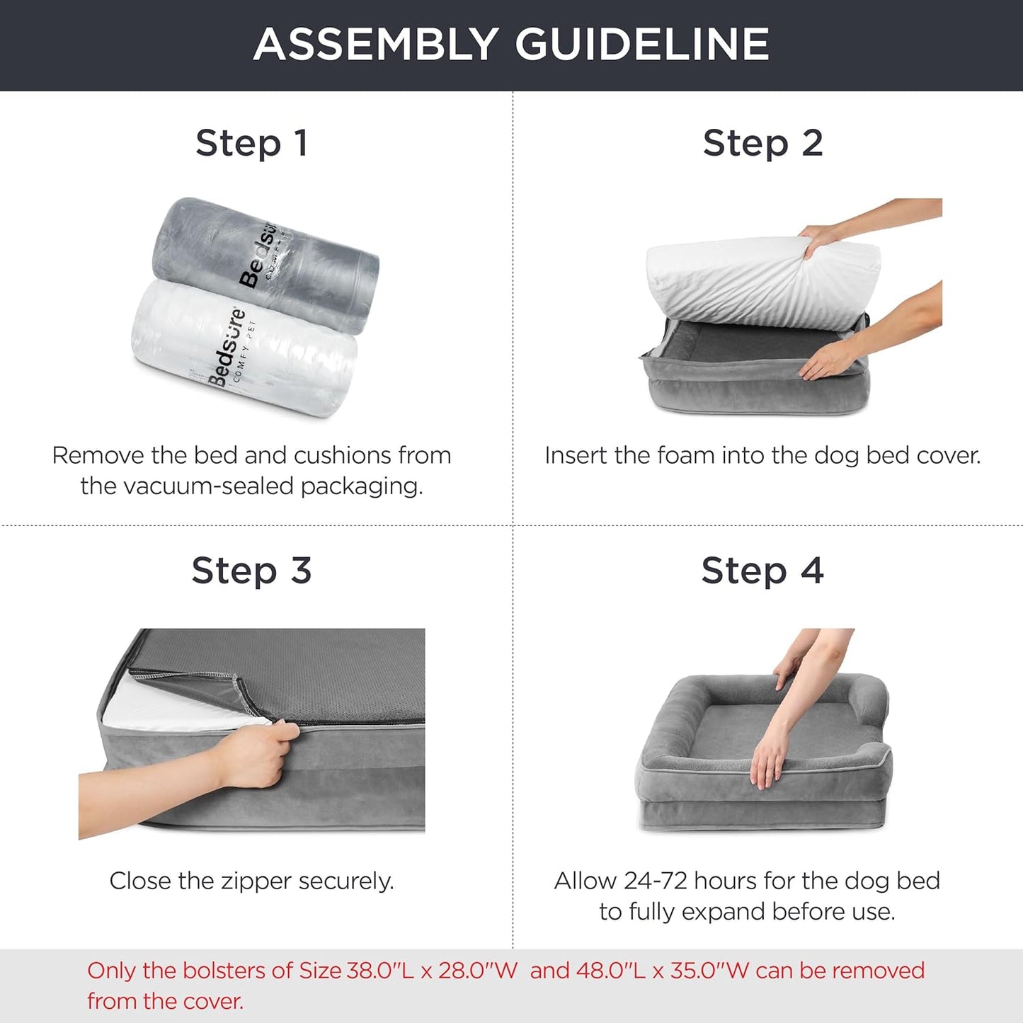 Bedsure Orthopedic Dog Beds Large Sized Dog - Washable Large Dog Cat Bed Waterproof, Comfort Dogs Couch Sofa with Washable Removable Cover, Pet Bed with Nonskid Bottom, Moss Green, 35"